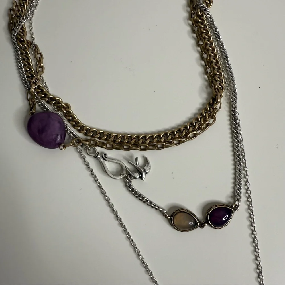 Free People Zella Layered Necklace Gold Silver - NWOT